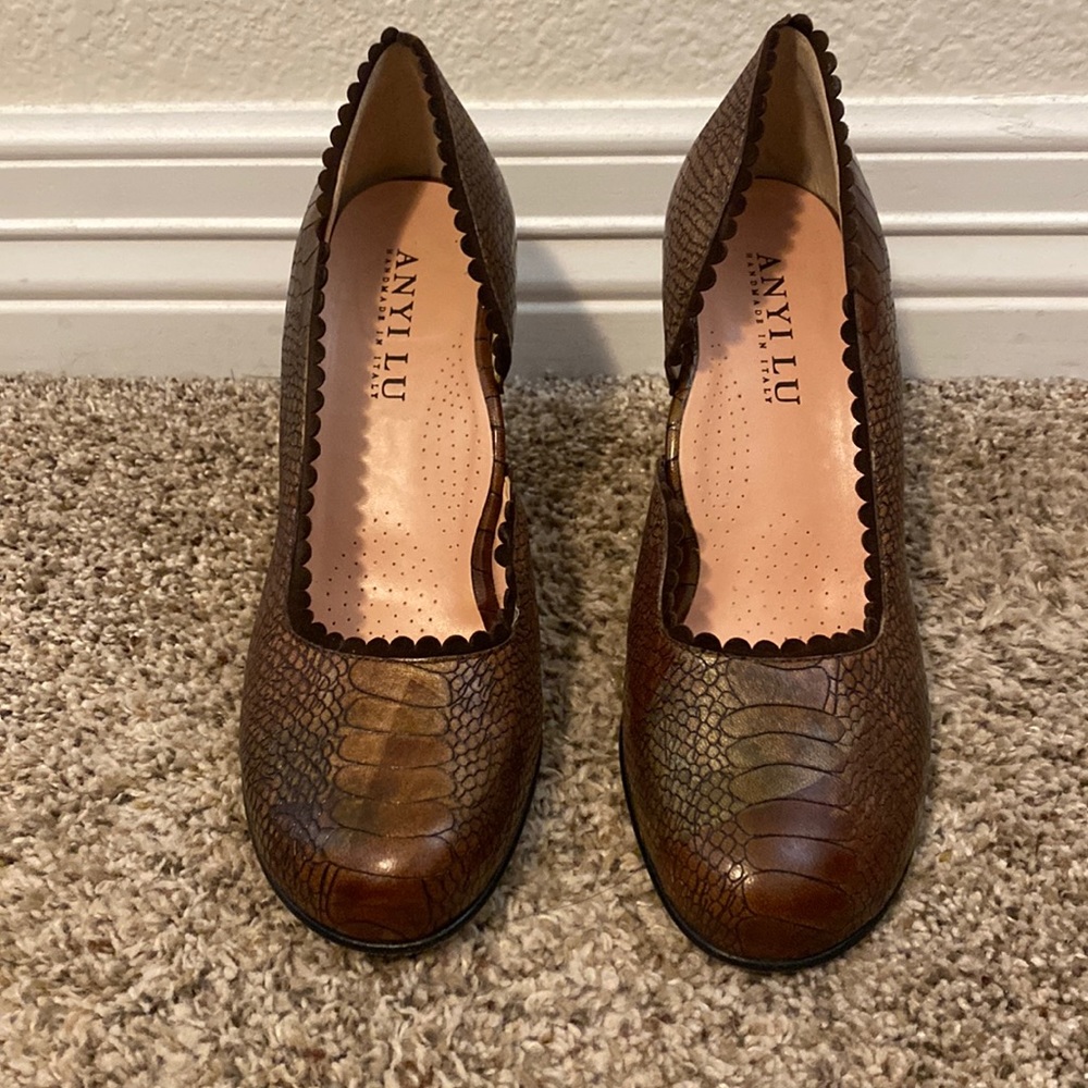 Leather Croc Effect Heels